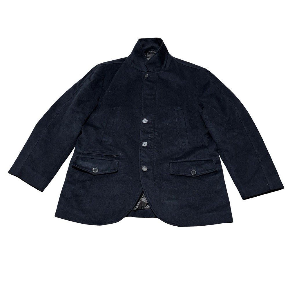 Allegri Milano 100% Cashmere Navy Stand Collar Car Coat Navy Zip Up Sz 50 23x30